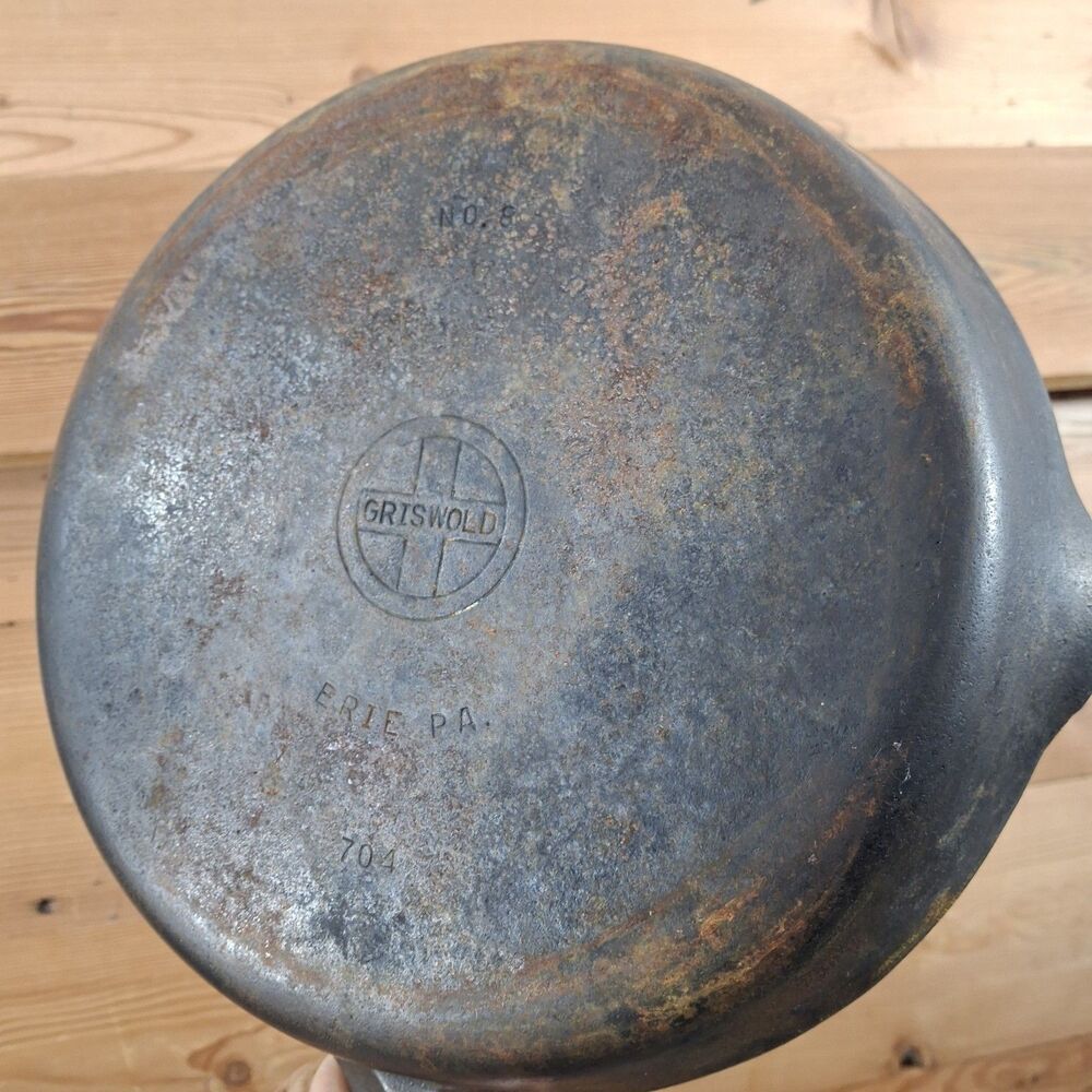 GRISWOLD No. 8 Large Block Logo Cast Iron Skillet 704 Eerie PA USA